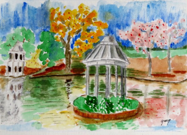 Aranjuez Gazebos, 12.7 x 17.8 cm, watercolor