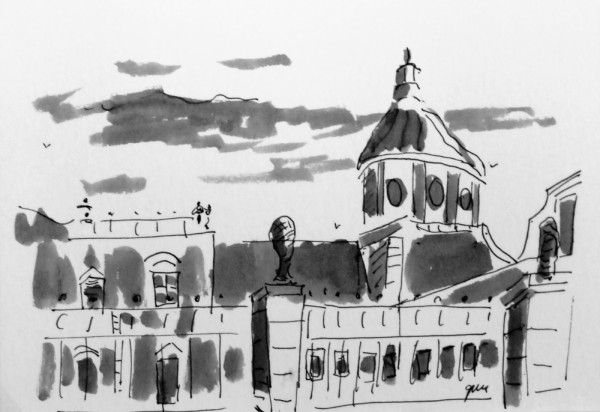 Palacio de Aranjuez pen and ink