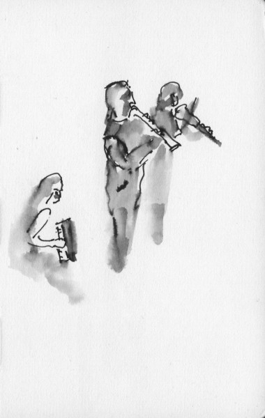 Barcelona Gipsy balKan Orchestra, pen ink brish, mini done in audience