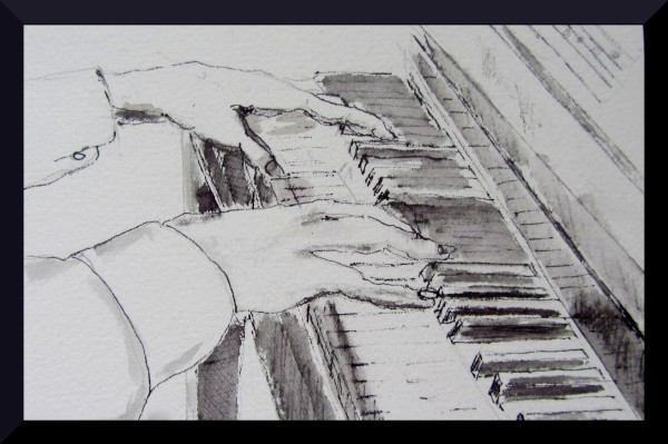 Piano Fingers , pen and ink