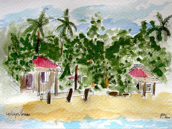 Las Lajas Beach, Panama (water color) numbered print