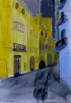 Iglesia de Santa Catarina Tower From Plaza Santa Catarina watercolor painting