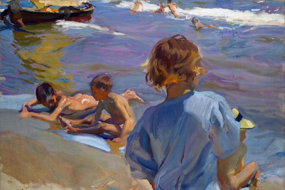 Children on the Beach-- Niños en la Playa