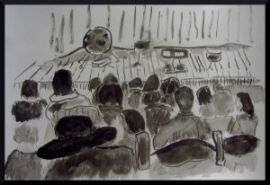 Palau de la Musica Small Hall, pen and ink A3, 16.5 x 11.7"