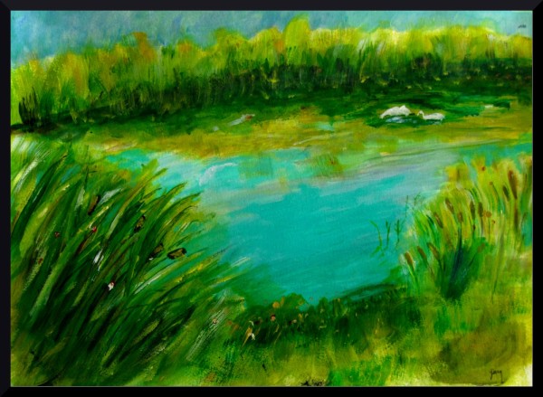 Pond in Zaandam, acrylic, A3, 16.5 x 11.7"
