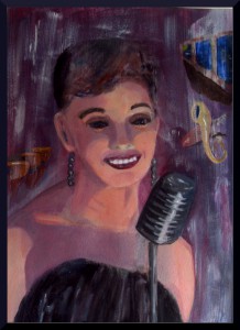 Jazz Singer, acrylics A3, 16.5 x 11.5" on paper