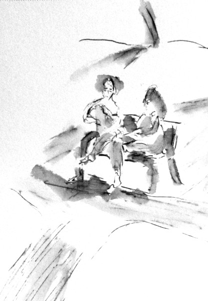 Two Women on Bench Park Schlossberg