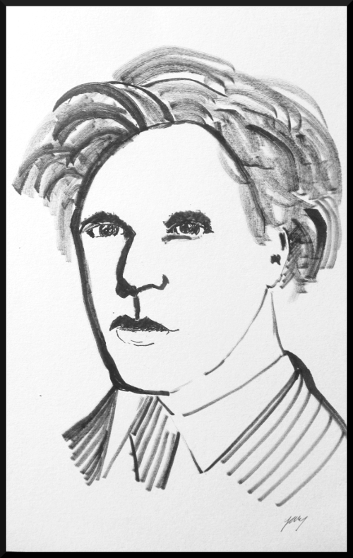 Van Gogh As Young Man, pen and ink