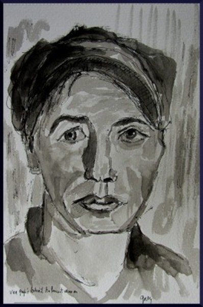 Portrait of Peasant, after the Van Gogh, pen and ink