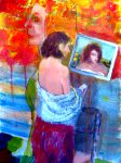 Women, with Towel, cataracts (acrylics), A3/8.3 x 11.5" on high quality paper