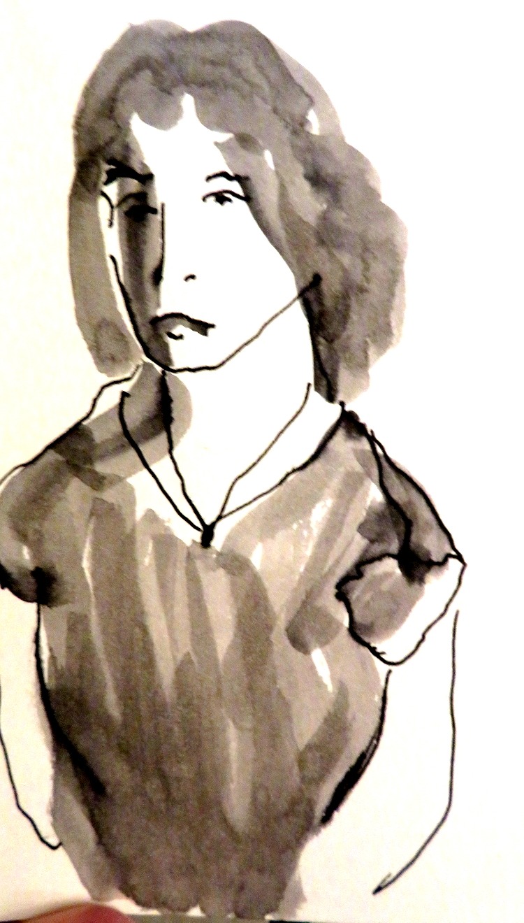 Young Woman, ink, 13.8 c 8.5 cm, 4.5 inches by 5.5, inches, ink, 13.8 c 8.5 cm, 4.5 inches by 5.5, inches, ink