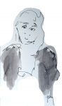 Young Woman Smiling, 13.8 c 8.5 cm, 4.5 inches by 5.5, inches, ink